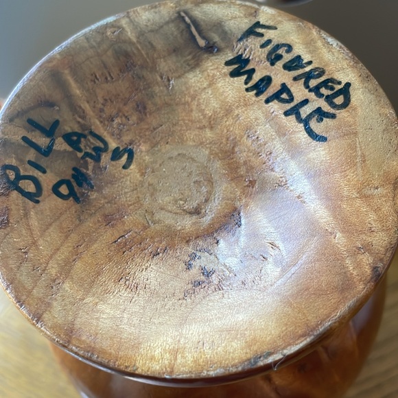 Handmade Turned Wood Vase Artist Made Figured Maple - Picture 4 of 6